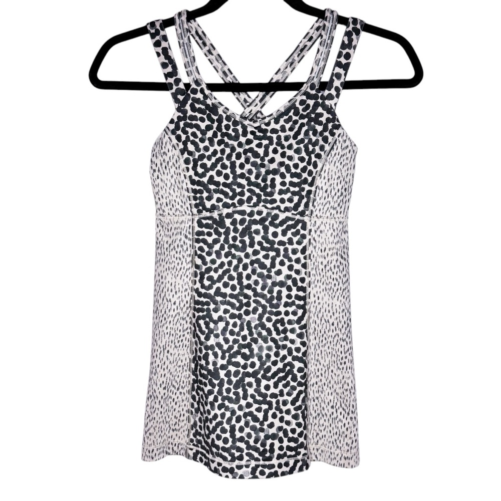 Lululemon | Happy Strappy Tank | Size 2 | Ace Spot Grain Black